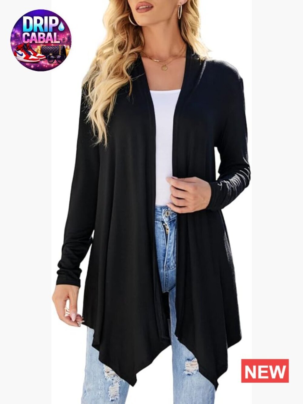 Women's Draped Open Front Cardigan Long Sleeve Lightweight Duster Sweater